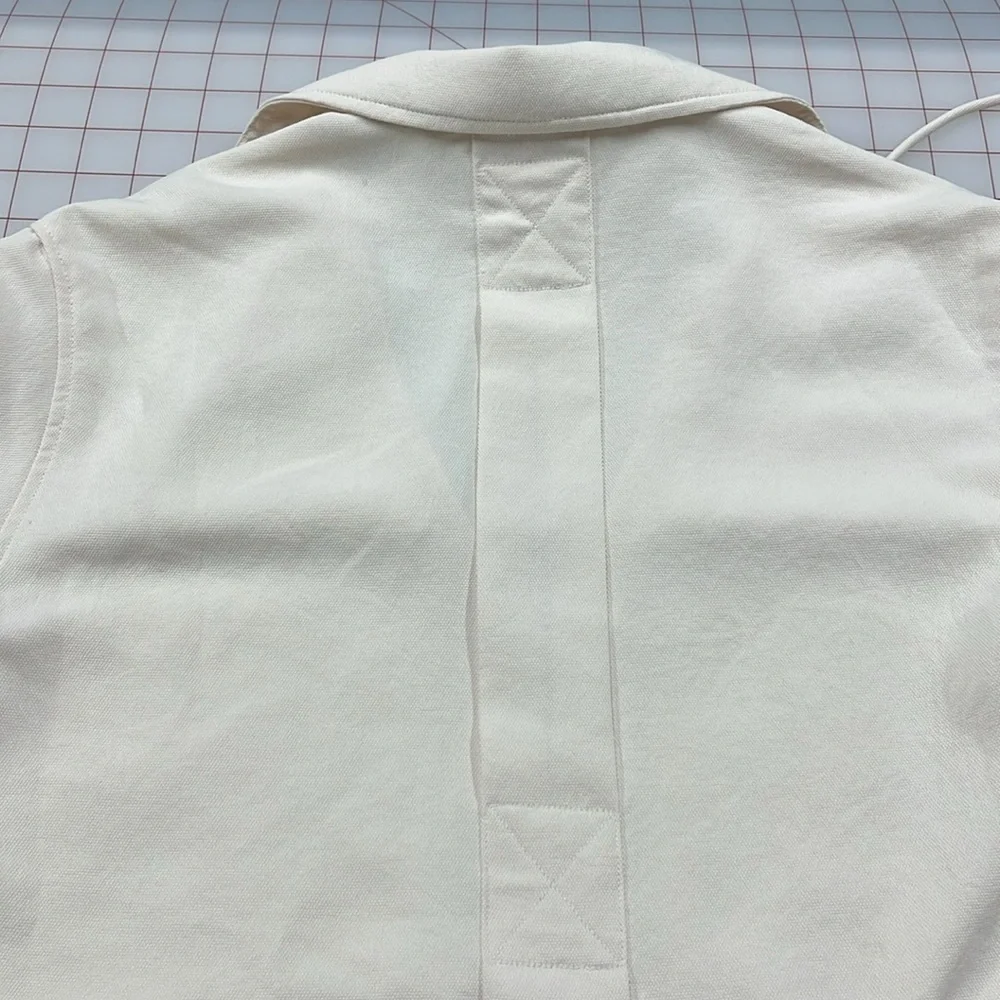 REISS Fleur Twin Pocket V-Neck Back Detail Lagenlook Minimalist Cream Blouse 0 - Picture 11 of 16